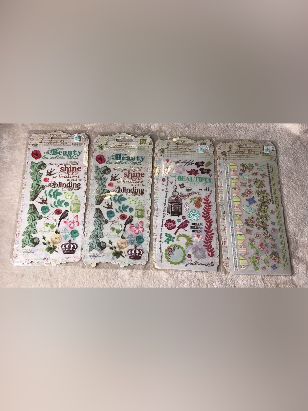 Set of 4 rub-on sheets